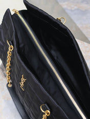 TRAVEL BAG 42 IN BLACK NYLON AND LEATHER TRIM GOLD HARDWARE