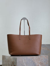 SHOPPING TOTE BAG 38 IN RED BROWN CALFSKIN