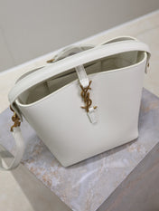 YSL 25S LE 37 BAG 20 IN DUSTY GRAY CALFSKIN GOLD HARDWRE