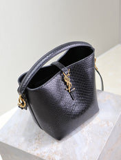 YSL 25S LE 37 20 IN BLACK SNAKE EMBOSSED CALFSKIN GOLD HARDWARE