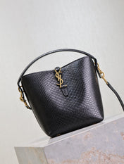 YSL 25S LE 37 20 IN BLACK SNAKE EMBOSSED CALFSKIN GOLD HARDWARE