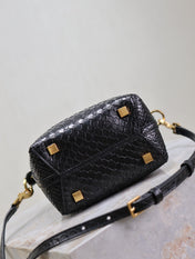 YSL 25S LE 37 BUCKET 15 IN BLACK SNAKE EMBOSSED CALFSKIN GOLD HARDWRE