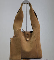 TANGER HOBO BAG 27 IN PEANUT BROWN SUEDE