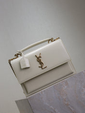 YSL 25S SUNSET MM 25 IN IVORY CALFSKIN GOLD HARDWARE