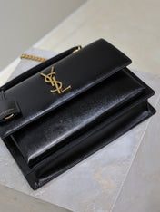 YSL 25S SUNSET MM 25 IN BLACK CALFSKIN GOLD HARDWARE