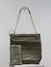 JAMIE POCHON 38 IN ARMY GREEN LAMBSKIN GOLD HARDWARE