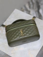 GABY MINI VANITY BAG 18 IN ARMY GREEN LAMBSKIN