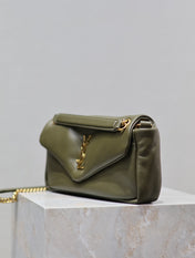 CALYPSO CHAIN BAG 26 IN ARMY GREEN SMOOTH LAMBSKIN