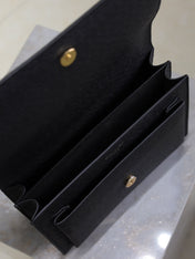 YSL 25S SUNSET MEDIUM 22 IN BLACK GRAINED CALFSKIN GOLD HARDWARE