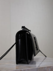 SUNSET SMALL BAG 19 IN BLACK CALFSKIN BLACK HARDWARE