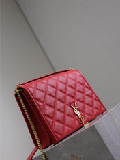 BECKY 25 IN RED QUILTED LAMBSKIN GOLD HARDWARE