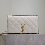 BECKY 22 IN WHITE QUILTED LAMBSKIN GOLD HARDWARE
