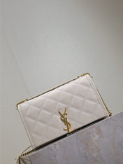 BECKY 22 IN WHITE QUILTED LAMBSKIN GOLD HARDWARE