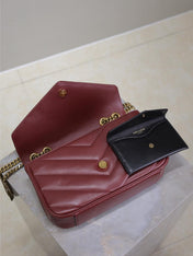 LOULOU SMALL 24 IN BURGUNDY RED SHEEPSKIN GOLD HARDWARE