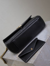 LOULOU SMALL 24 IN BLACK SHEEPSKIN GOLD HARDWARE