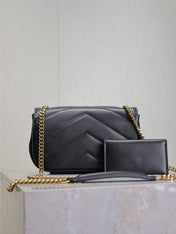 LOULOU MINI 20 IN BLACK SHEEPSKIN GOLD HARDWARE