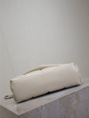 YSL 25S LOULOU PUFFER MINI 23 IN SMOKEY TAUPE CALFSKIN SILVER HARDWRE