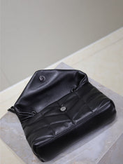 YSL 25S LOULOU PUFFER MINI 23 IN BLACK CALFSKIN BLACK HARDWRE