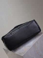 YSL 25S LOULOU PUFFER GM 35 IN BLACK CALFSKIN GOLD HARDWARE