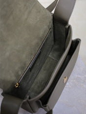 YSL 25S NIKI BABY 22 IN DARK OLIVE BROWN CALFSKIN GOLD HARDWARE