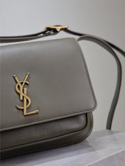 YSL 25S NIKI BABY 22 IN DARK OLIVE BROWN CALFSKIN GOLD HARDWRE