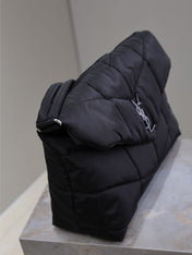 YSL 25S LOULOU PUFFER BAG 34 IN BLACK NYLON BLACK HARDWARE