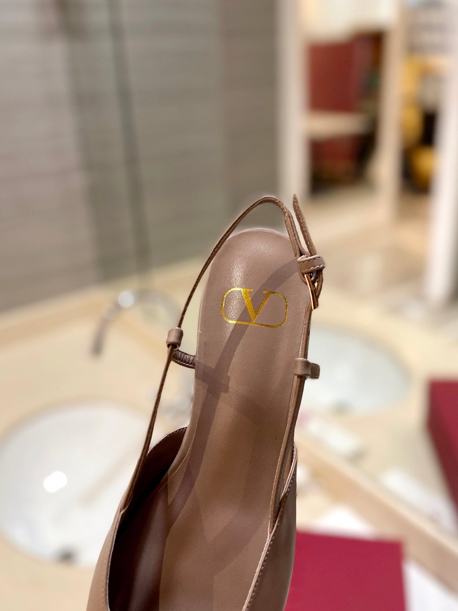 VALENTINO 26S SLINGBACK IN BEIGE PINK SMOOTH CALFSKIN