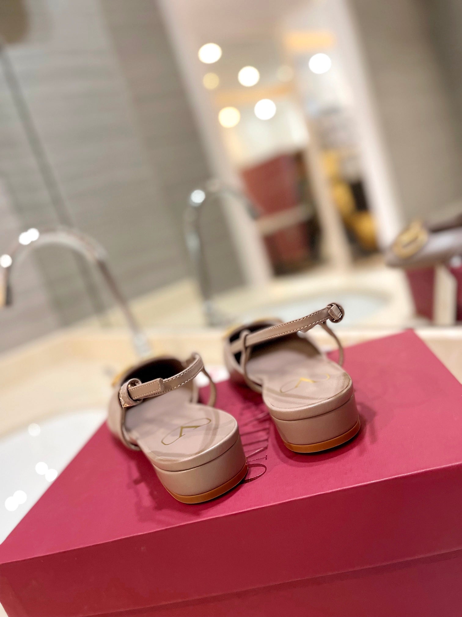 VALENTINO 26S SLINGBACK IN BEIGE PINK SMOOTH CALFSKIN
