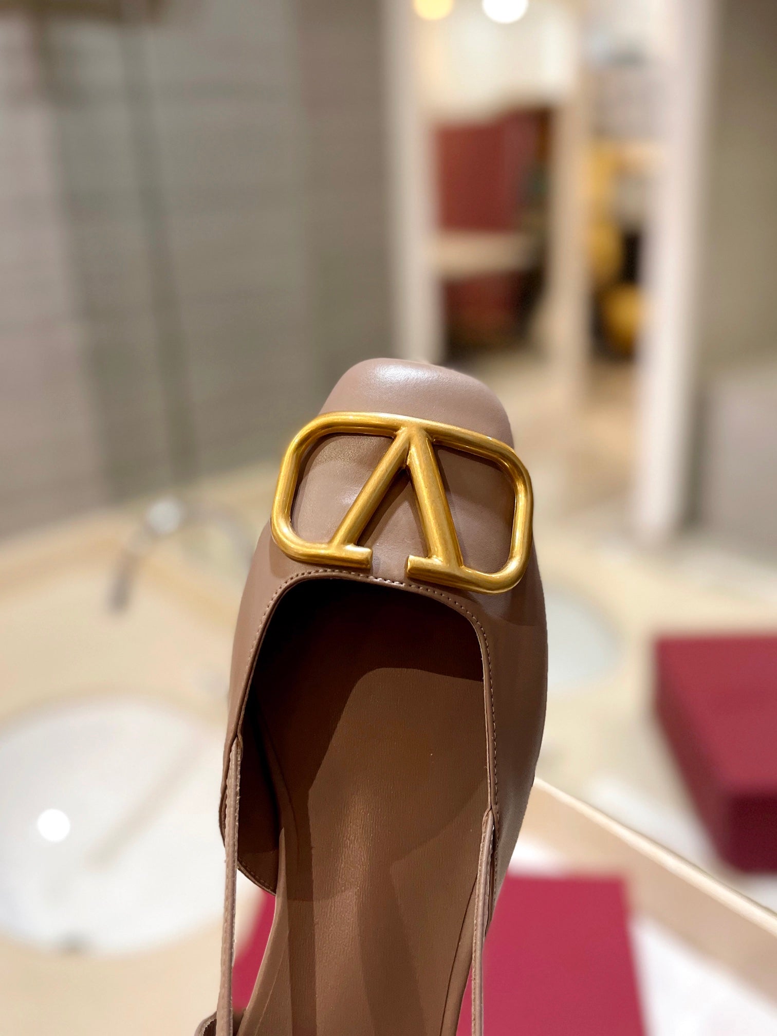 VALENTINO 26S SLINGBACK IN BEIGE PINK SMOOTH CALFSKIN