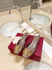 VALENTINO 26S SLINGBACK IN BEIGE PINK SMOOTH CALFSKIN
