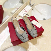 VALENTINO 26S SLINGBACK IN LIGHT GREY PATENT CALFSKIN