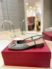 VALENTINO 26S SLINGBACK IN LIGHT GREY PATENT CALFSKIN