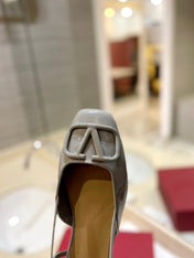 VALENTINO 26S SLINGBACK IN LIGHT GREY PATENT CALFSKIN