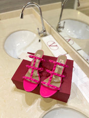 VALENTINO 26S ROCKSTUD CAGED HEELED SANDALS 60 MM IN PINK CALFSKIN