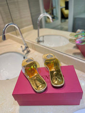 VALENTINO 26S FLAT SLIDES IN GOLD LAMBSKIN WITH CRYSTAL STYLE 3
