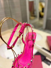 ROCKSTUD SLINGBACK IN BRIGHT PINK CALFSKIN 50MM