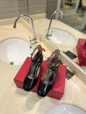 VALENTINO 26S ANKLE STRAP PUMPS 60 MM IN BLACK PATENT CALFSKIN