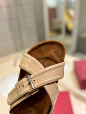 CROSSOVER - STRAP CAMEL BROWN CALFSKIN SLIDE