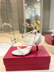 HIGH HEEL SANDAL 10 CM IN WHITE CALFSKIN