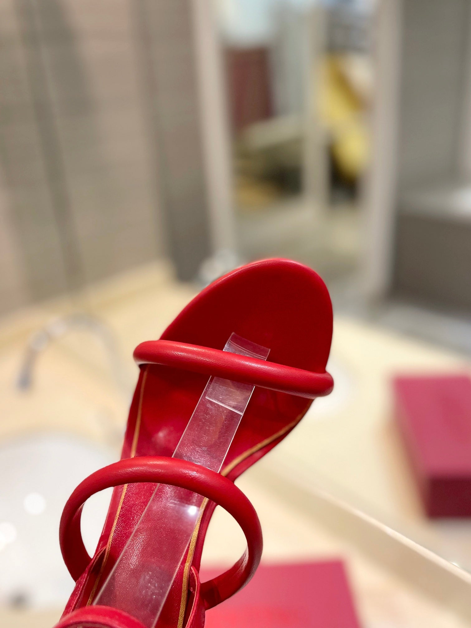 VALENTINO 26S STRAPPY HEEL SANDALS 100 MM IN RED CALFSKIN