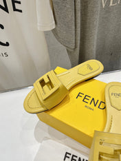 FENDI BAGUETTE SLIDES IN BRIGHT YELLOW LAMBSKIN