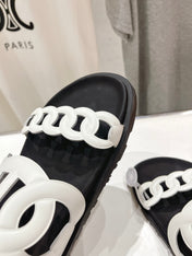 EXTRA SANDAL BLACK MIX WHITE CALFSKIN