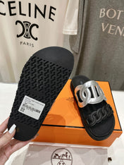 EXTRA SANDAL PASTEL BLACK MIX SILVER CALFSKIN