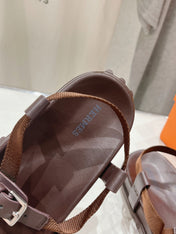 SANDAL BRAIDED 30 CHOCOLATE CALFSKIN