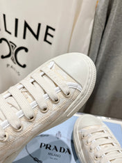 PRA PRINTED COTTON SNEAKERS WHITE AND BEIGE CANVAS