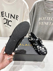 ALAIA PEARL MARY JANE SHOES BLACK MIX WHITE LAMBSKIN
