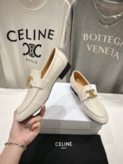 TRIOMPHE LOAFER IN WHITE SMOOTH CALFSKIN GOLD HARDWARE
