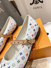 MARY JANE FLAT IN WHITE MONOGRAM CALFSKIN