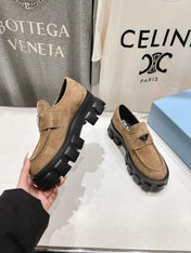 MONOLITH LOAFERS IN CAMEL BEIGE SUEDE