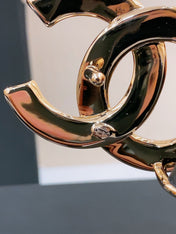 DOUBLE C BELT 30MM IN BLACK CALFSKIN GOLD BUCKLE EMBOSSED LOGO